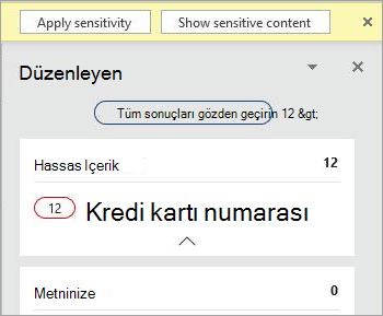 Düzenleyici bölmesindeki hassas içeriğin ekran görüntüsü