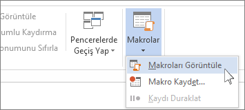 Makroları Görüntüle komutu
