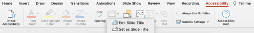 Mac için PowerPoint'teki Erişilebilirlik şeridi.