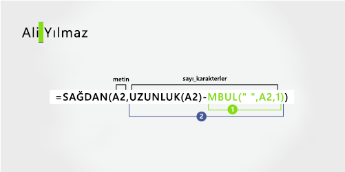 Soyadı ayıklamak için formül