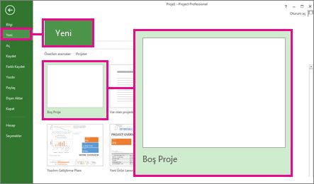 Boş yeni proje oluşturma düğmesi