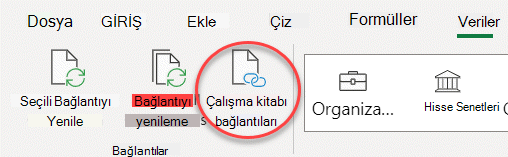 Şeritteki Çalışma Kitabı Bağlantıları komutu