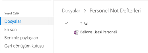 Web için OneNote'den Personel Not Defteri'ni açın.