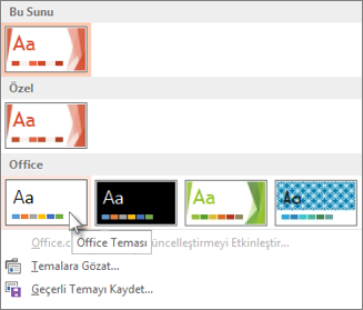 Office Temasını seçme