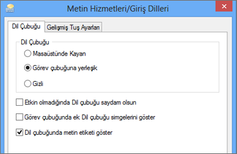 Office 2016 Windows 8 Metin Hizmetleri ve Giriş Dilleri