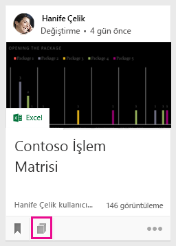 Belge panoya eklemek veya belgenin hangi panolara eklendiğini görmek için simgeye tıklayın