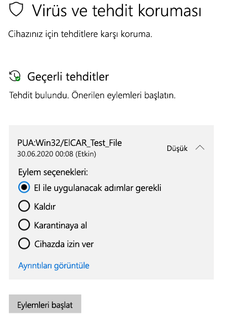 Windows Güvenliği istenmeyebilecek bir uygulama algıladığında yapabileceğiniz işlemler