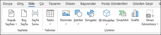 Word'de öğe ekleme