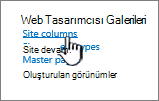 Site ayarları sayfasında site sütunu seçeneği