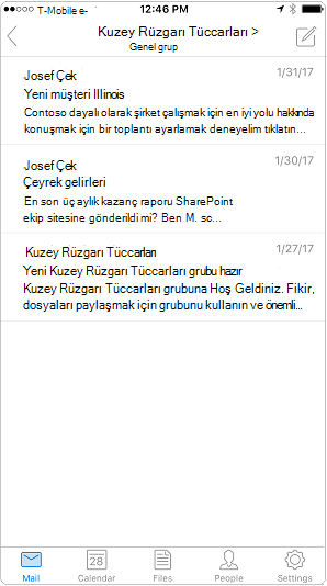 Outlook mobil uygulamasında konuşma görünümü