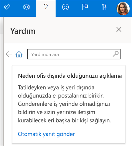 Web üzerinde Outlook’ta yardım bölmesi