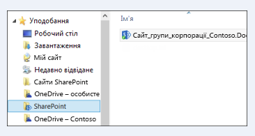 знайдіть синхронізовані бібліотеки сайту в уподобаннях папки sharepoint