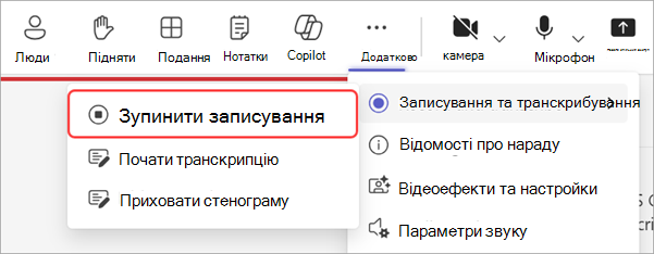 Знімок екрана: як зупинити записування під час ратуші