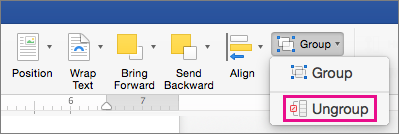 Щоб розпустити групування, натисніть кнопку Розгрупувати на вкладці Формат фігури або На вкладці Формат зображення.