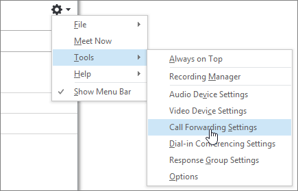 Options Menu Call Forwarding