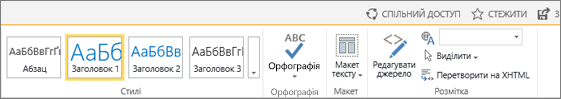 Знімок екрана: розділ стрічки SharePoint Online з елементами керування "Спільний доступ", "Підписатися" та "Зберегти"