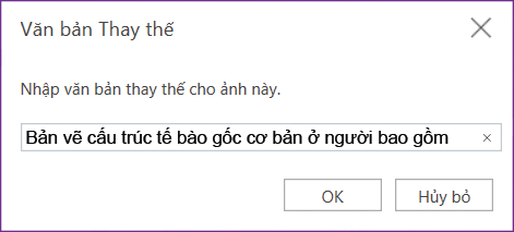 Hộp thoại văn bản thay thế cho OneNote cho web