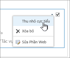 Bấm vào mũi tên xuống thiết đặt, sau đó bấm Thu nhỏ cực tiểu