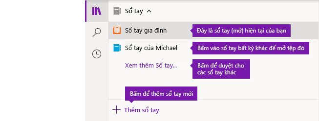 Danh sách Sổ tay trong OneNote cho Windows 10