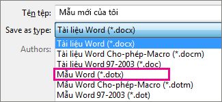 Lưu tài liệu dưới dạng mẫu