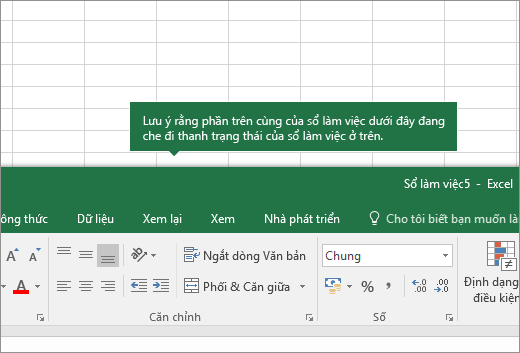 Phần trên cùng của trang tính chờm lấp các tab của một trang tính khác