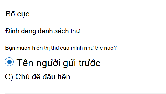 Định dạng danh sách Thư Outlook mới