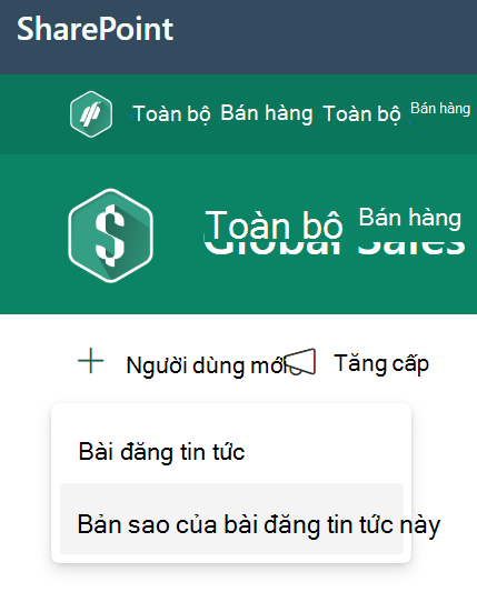 Tạo bản sao của bài đăng tin tức