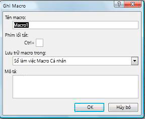 Hộp thoại Ghi Macro