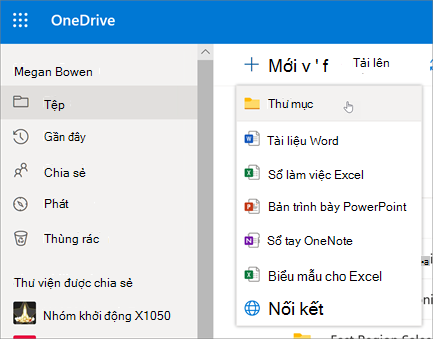 Tạo Thư mục trên OneDrive