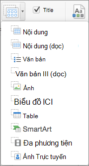 Chỗ dành sẵn Chèn trong PowerPoint cho Mac