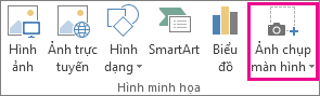 Nút chụp ảnh màn hình trong nhóm minh họa trong Word