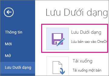 Lưu bản sao vào OneDrive