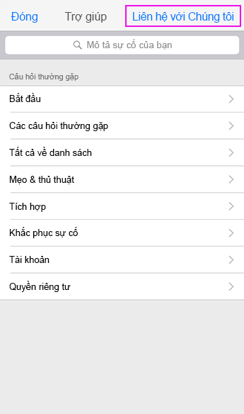 Liên hệ với bộ phận hỗ trợ