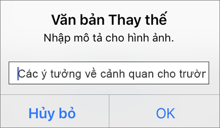 Văn bản Thay thế cho menu hình ảnh trong Outlook for iOS