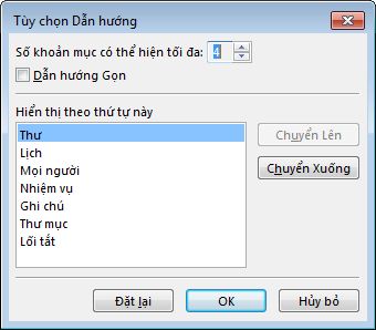 Hộp thoại Tùy chọn Dẫn hướng