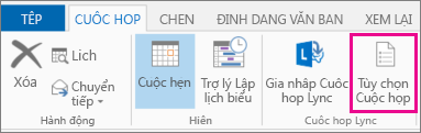 Nút Tùy chọn Cuộc họp trong Outlook 2013