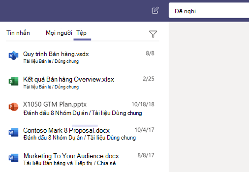 Danh sách tệp trong Teams