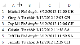 Bấm vào giữa hai cột A và B, rồi bấm chuột phải
