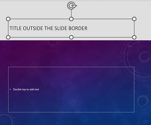 Ví dụ về chỗ dành sẵn cho tiêu đề được đặt bên ngoài viền trang chiếu trong PowerPoint for Android.
