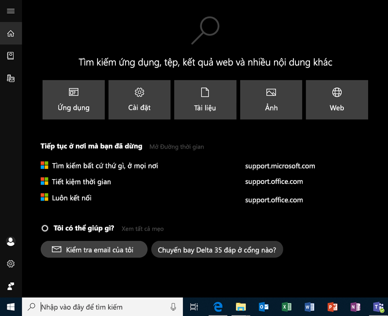 Tìm kiếm trong Windows 10