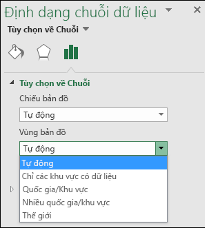 Excel Tùy chọn Vùng Bản đồ trong Biểu đồ dạng Bản đồ