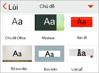 Menu Chủ đề trong PowerPoint for iOS.