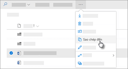 Ảnh chụp màn hình lệnh Sao chép vào trong OneDrive for Business