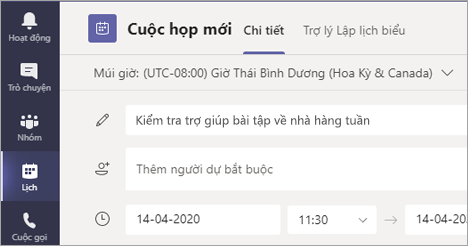 Đặt tiêu đề cho cuộc họp của bạn.