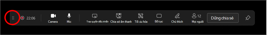 Chọn và kéo thanh kéo để di chuyển thanh công cụ diễn giả đến bất kỳ đâu trên màn hình.