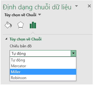 Excel Tùy chọn Chiếu biểu đồ dạng bản đồ