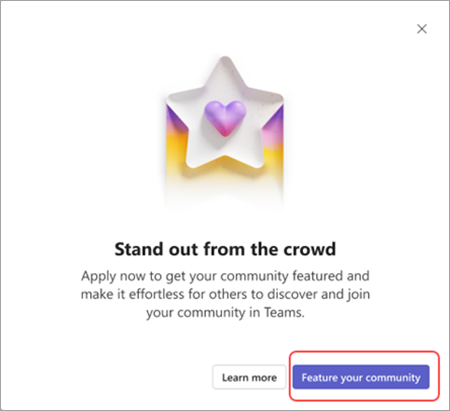 Ảnh chụp màn hình tính năng tùy chọn cộng đồng của bạn khi một thông báo hiển thị trong Microsoft Team (miễn phí) trên máy tính.