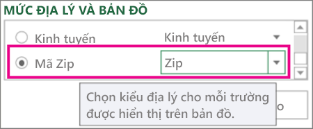 Mã Zip ánh xạ đến Zip