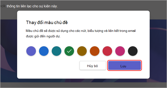 Ảnh chụp màn hình giao diện người dùng được tô sáng hiển thị cách thay đổi màu chủ đề của một tòa thị chính