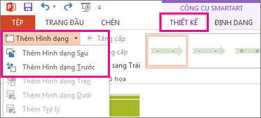 Trên tab Thiết kế, hãy bấm Thêm Hình dạng.